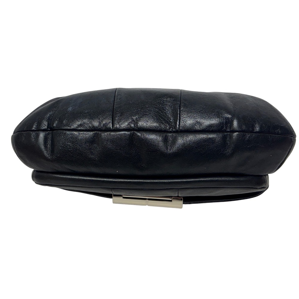 Coach Black Leather Shoulder Bag Flap Turnlock Closure Silver Hardware Hobo‎ - Picture 4 of 12